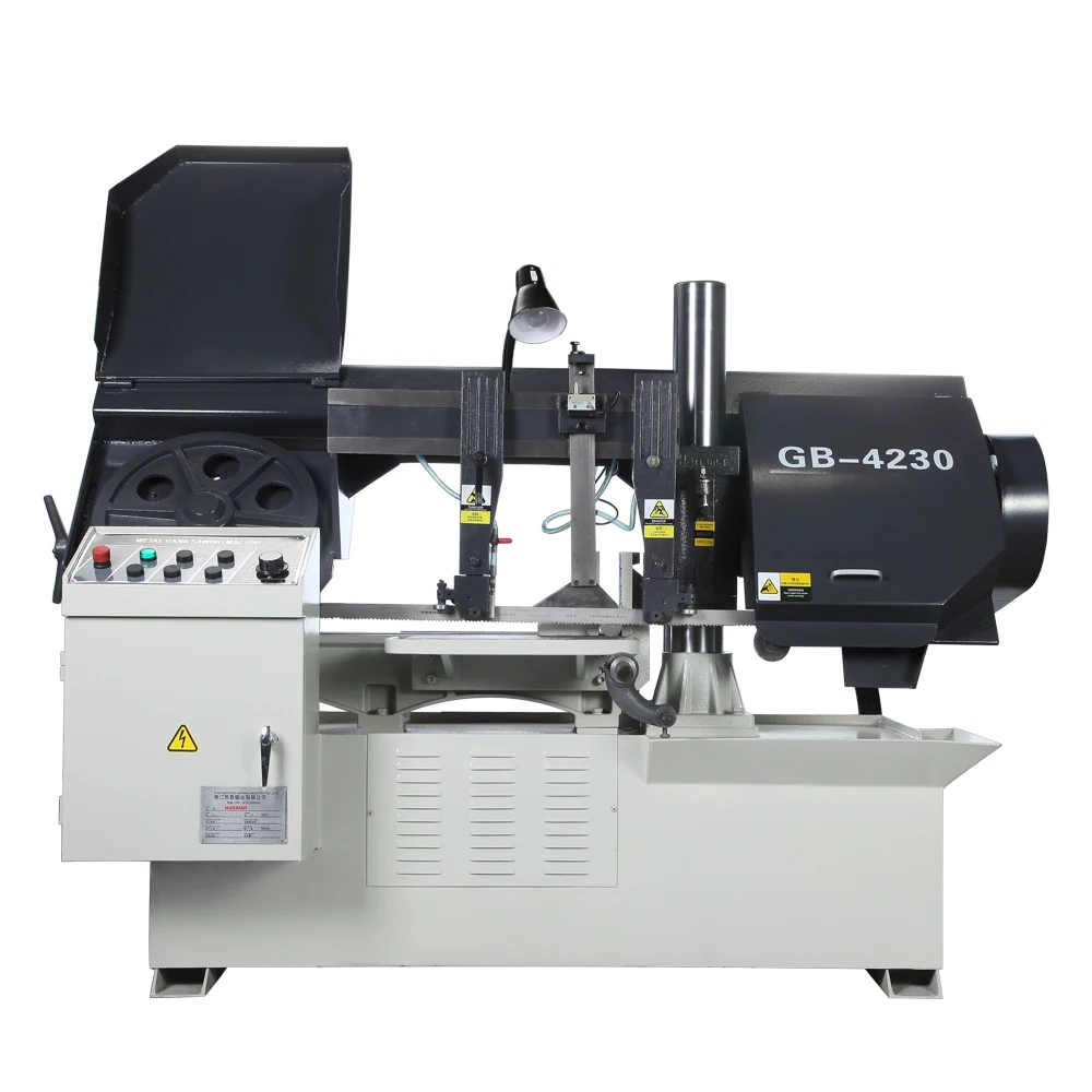 
HUOXIAN GB4230 New band sawing machine semi-automatic horizontal gantry band saw machine cuts metals includes a band saw blade 