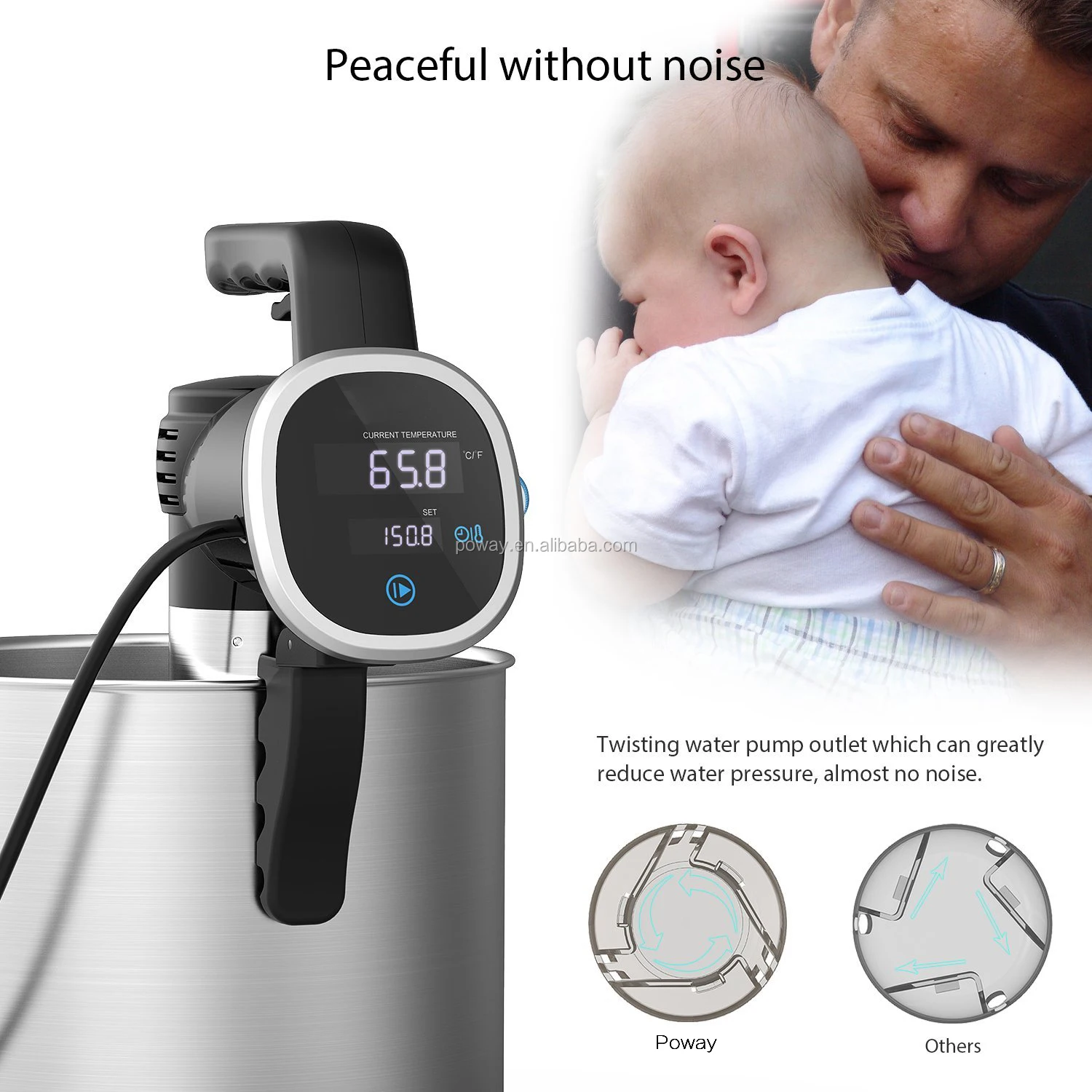 
Poway Professional Sous Vide Machine Accurate Temperature Adjust Digital Slow Cooker for Home and Restaurant High Quality 850W 