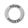 Metal Zinc Alloy Antique Silver DIY Jewelry Sport Team Message Figure Skating Washer Ring Pendant Charm for Bracelet