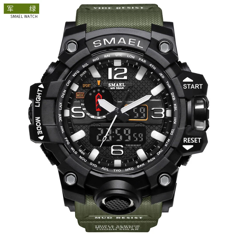 

SMAEL Brand Sport Watches for Men Waterproof Digital LED Men's Wristwatch Clock Man 1545 montre homme Big Men Watches Military