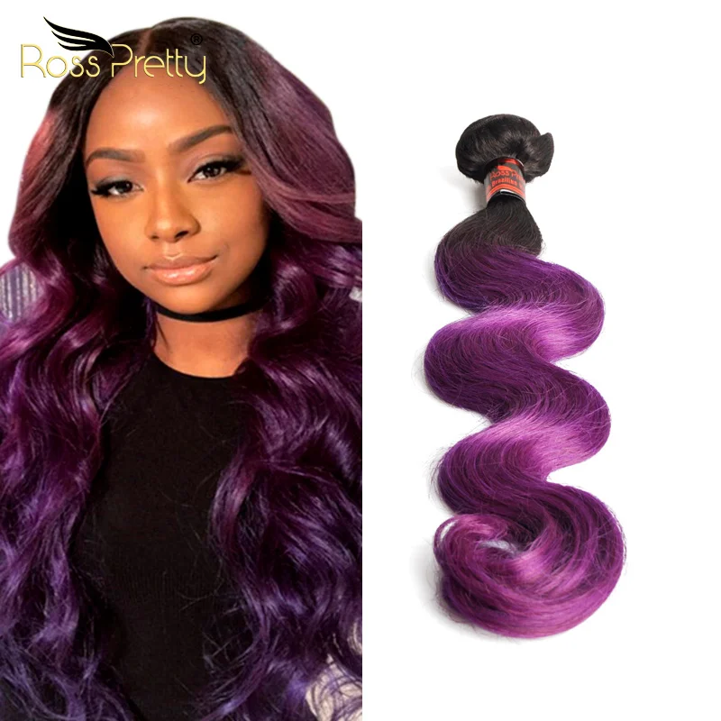 
Ross Pretty Top Sale High Quality 1b Purple Remy Body Wave Color Slavic 100% Human Hair Extensions Wholesale 