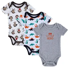 3 Pieces/lot Newborn Baby Romper Girls and Boys Short Sleeve Cotton Cartoon Printed Summer Clothing Set Next Jumpsuits & Rompers