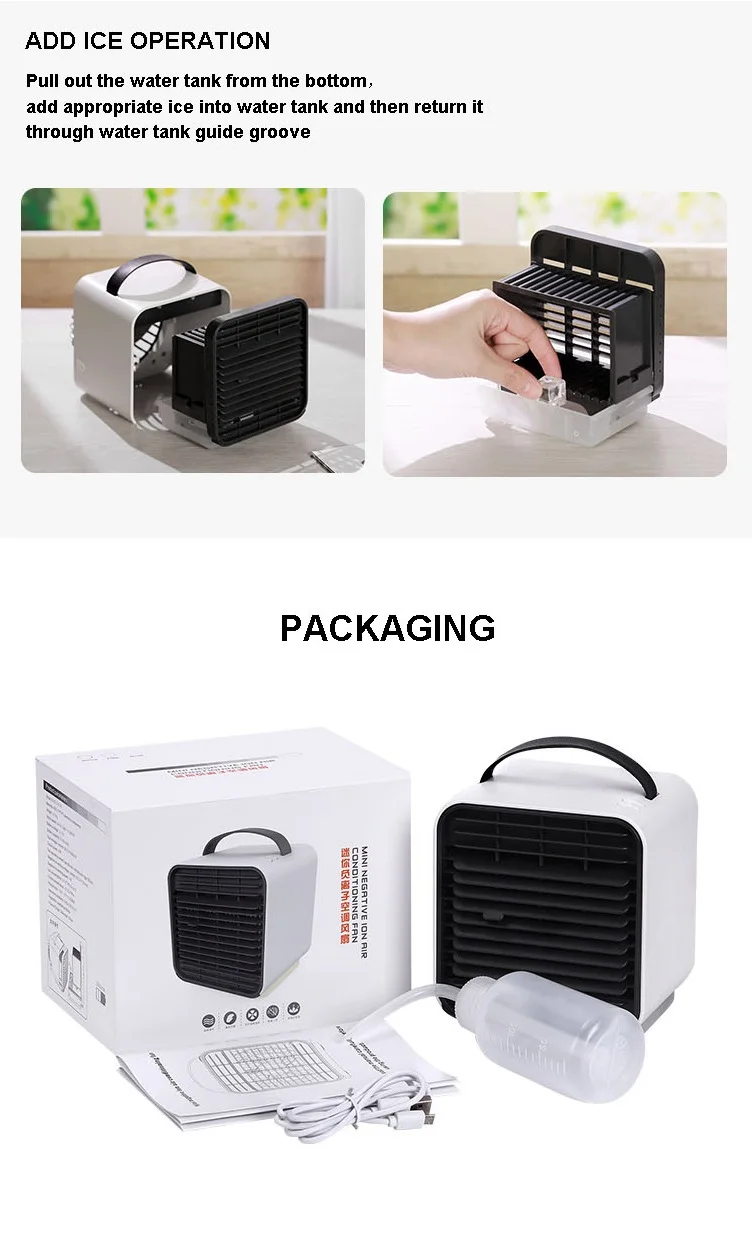 2019 desktop portable mini air conditional fan for table handy office cooling
