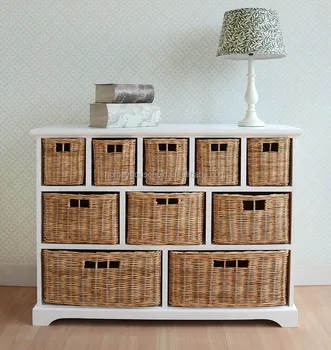 Tetbury Wide Storage Chest With Wicker Baskets Buy Storage