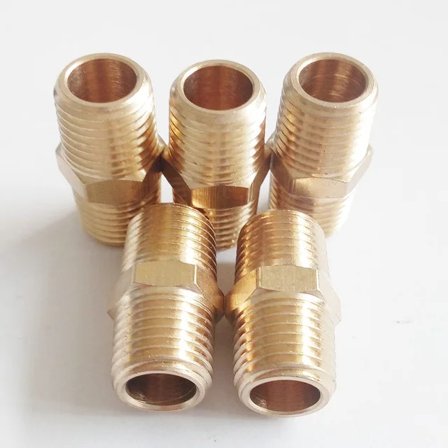 

LOW MOQ Brass Male 3/8" NPT Pipe Hex Nipple Fitting Fuel Air Gas Water Hose Connector Coupler