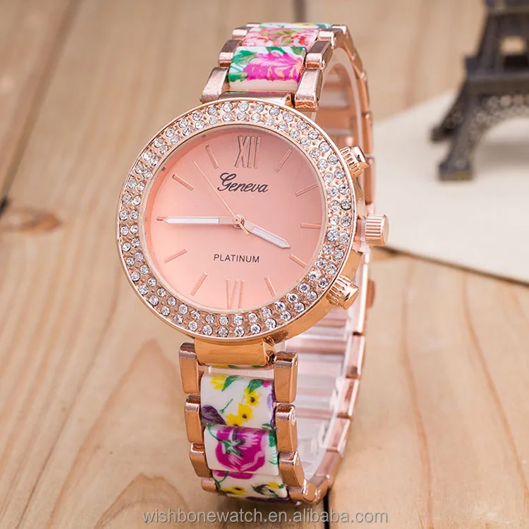 

wholesale cheap women stainless steel Flower Band geneva quartz watches for ladies relojes, N/a