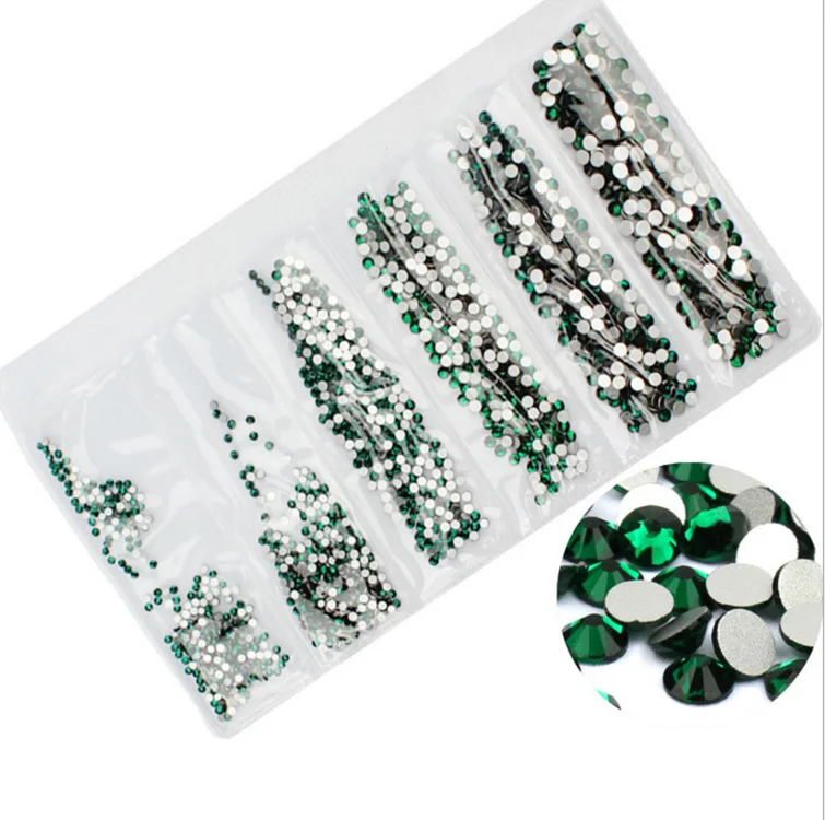 

Decoration Tips Silver Clear Glass Crystal Rhinestones Mix Sizes Nail Art Stones