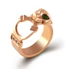 18K Gold Plated Stainless Steel Rings For Men Custom Jewelry Wholesale Green Crystal Leopard Ring