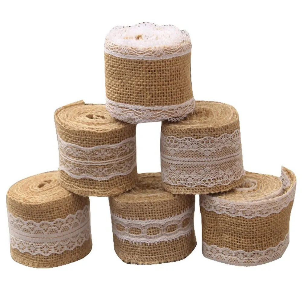 

2 Inch White Lace Decorative Jute Burlap Ribbon