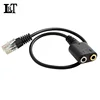 RJ9 Male Plug to 2 Port 3.5mm Female Phone Headset Audio Adapter Cable 25cm