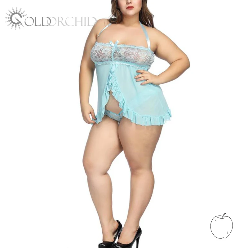 

High quality Women's Plus Size Lingerie Babydoll Lace Mesh Chemise Sleepwear