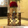 Scale base round gold stainless steel dining table with glass