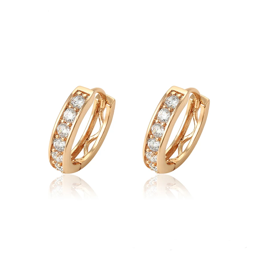 

95930 Fashion lady simple designs jewelry 18k gold zircon style hoop earrings
