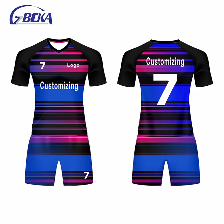 

Latest pattern design soccer team training uniforms 100% polyester custom football jerseys, Any color is available