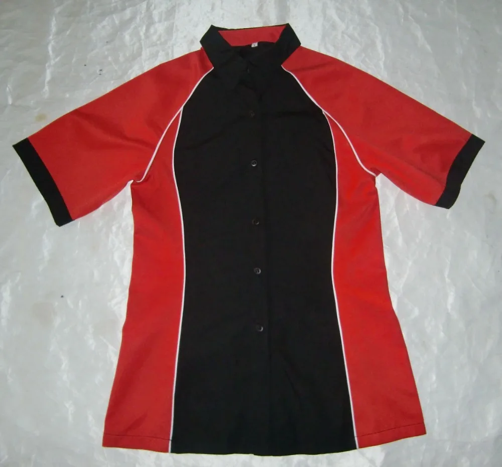 Mens And Womens Short Sleeves Black Orange Polycotton Uniform Shirt ...