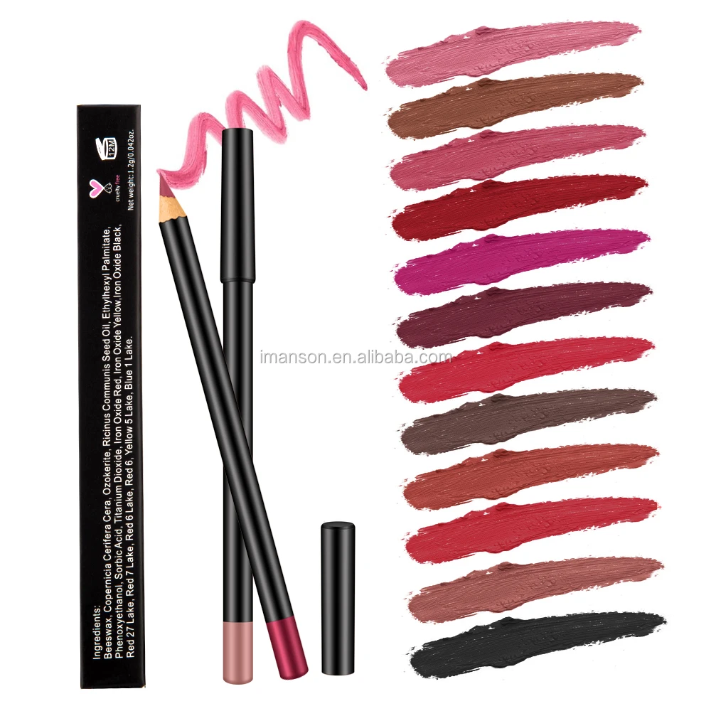 High Quality Make Your Own Brand Lip Pencil Makeup 12 Color Lipstick Lipliner