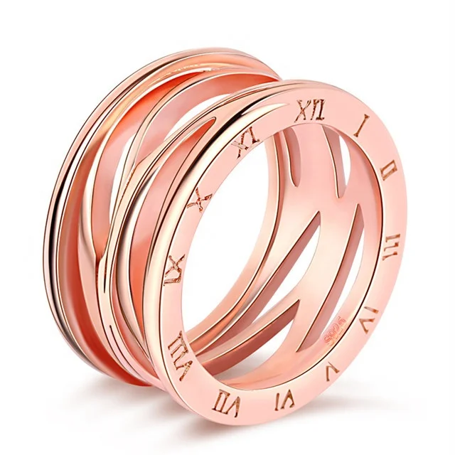 

Trendy Women's Rings Roman Numerals Rose Gold Color Fashion jewelry Engagement Wedding Cross Statement Ring Women Party Girls