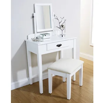 Wooden Portable Mirrored Dresser Console Table Good Quality 3 Drawers Antique Vanity Set Wood Make Up With Folding Mirro Modern Wooden Portable Mirrored Dresser Console Table Good Quality 3 Drawers Antique Vanity Set Wood Make Up With Folding Mirro Modern