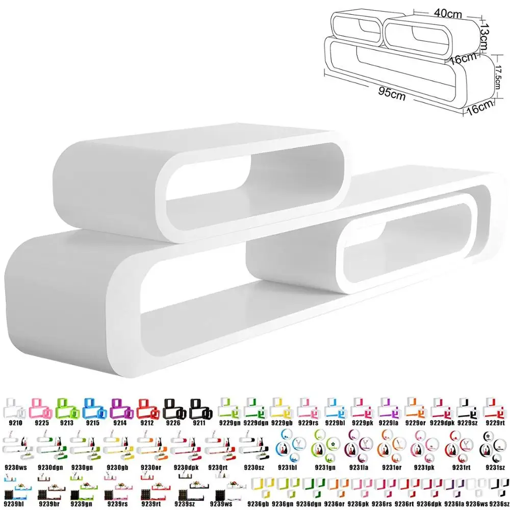 Home Decorative Goods Oval Shape Designer Wall Floating Shelf Oval