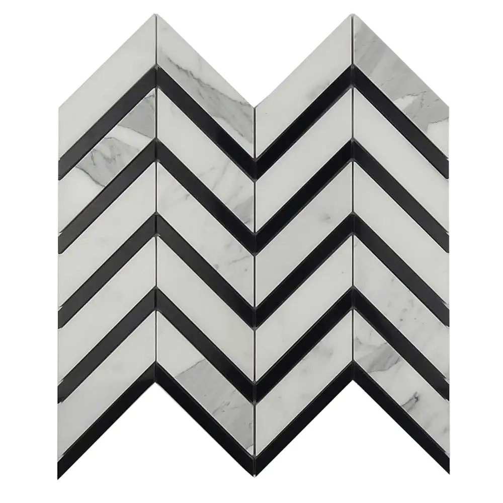 
Black abd white marble mosaic herringbone mosaic for wall decoration 