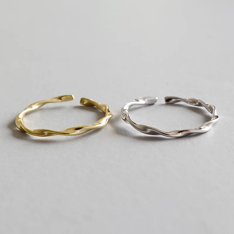 

ZXYR034 hot selling S925 sterling silver ring wave pattern opening adjustable ladies student simple Korean ring