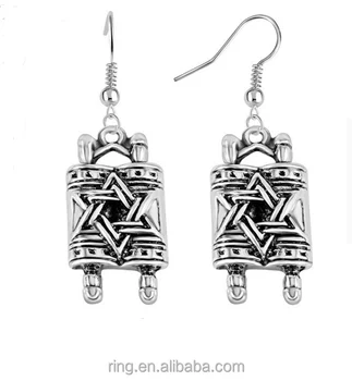 Star Of David Jewish Hebrew Sefer Torah Scroll Religious Drop Earrings Women Jewelry Star Of David Jewish Hebrew Sefer Torah Scroll Religious Drop Earrings Women Jewelry