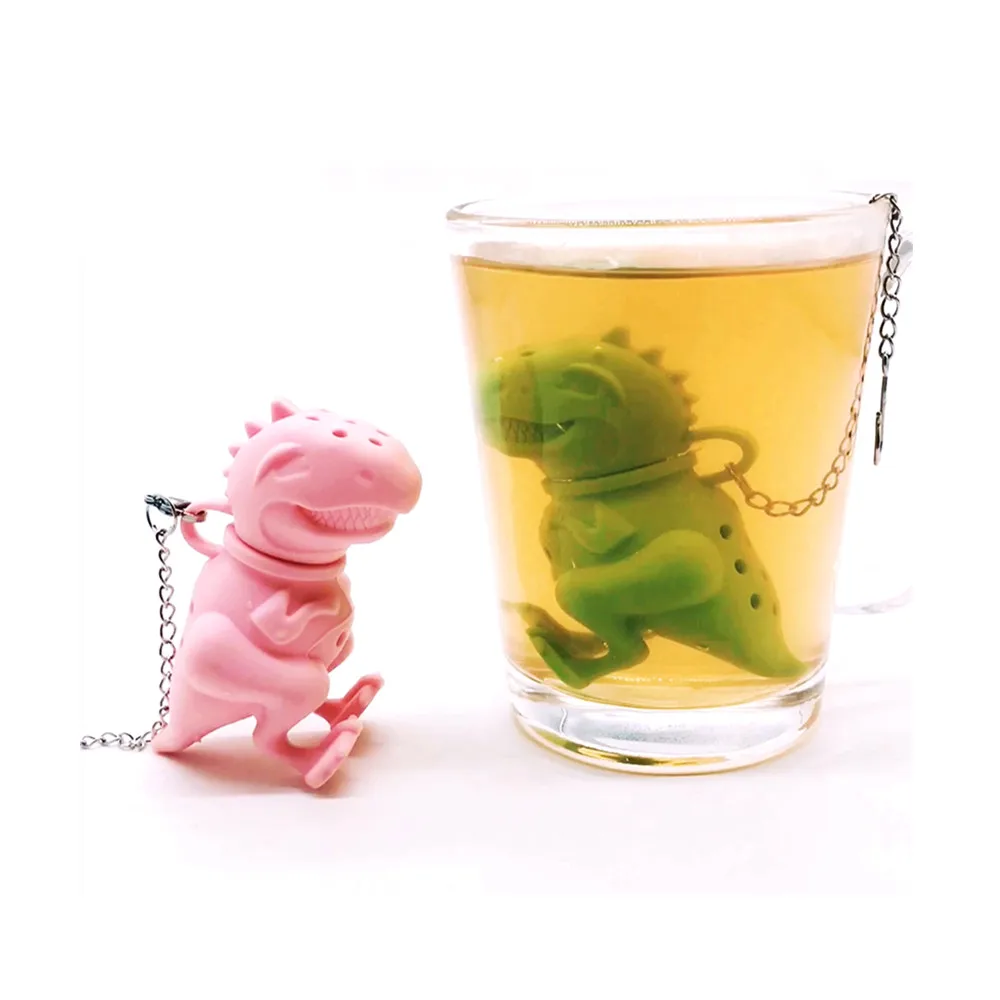 

Wholesale BPA free Loose Leaf Silicone Tea Infuser Dinosaur Shape Tea Infuser, Gray, pink