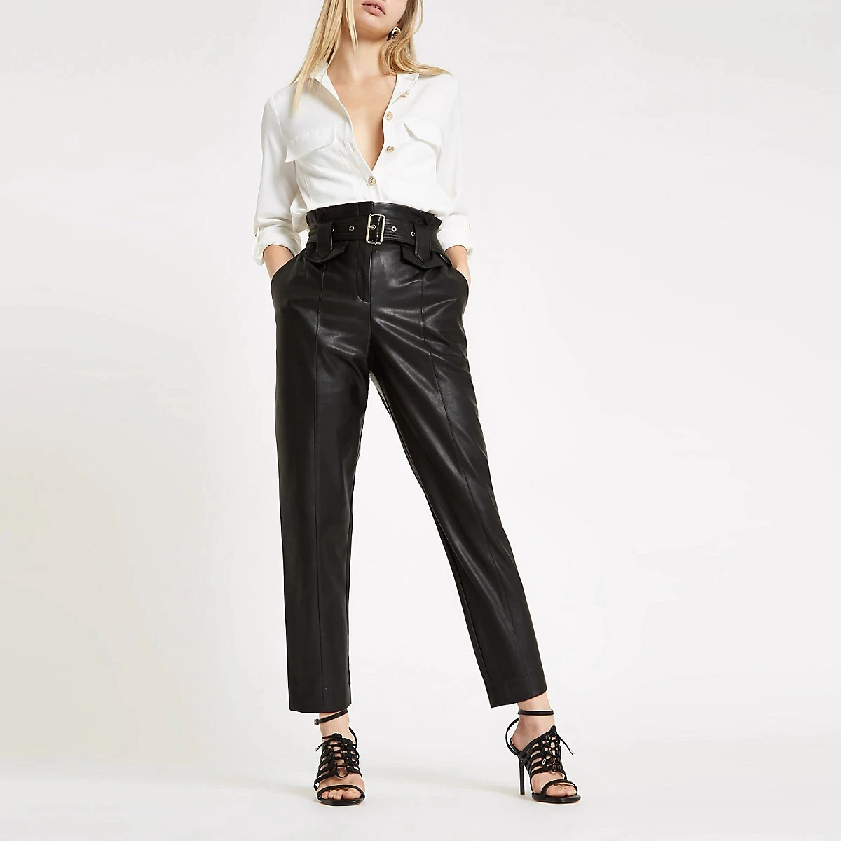 women faux leather pants