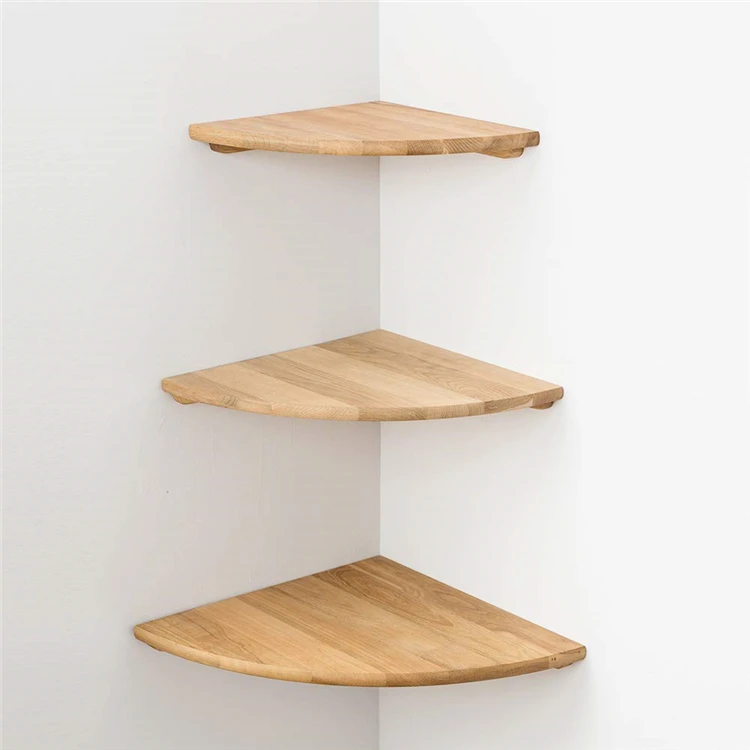 Corner Shelf Wall Mount Wood Floating Wall Shelf Round End - Temu