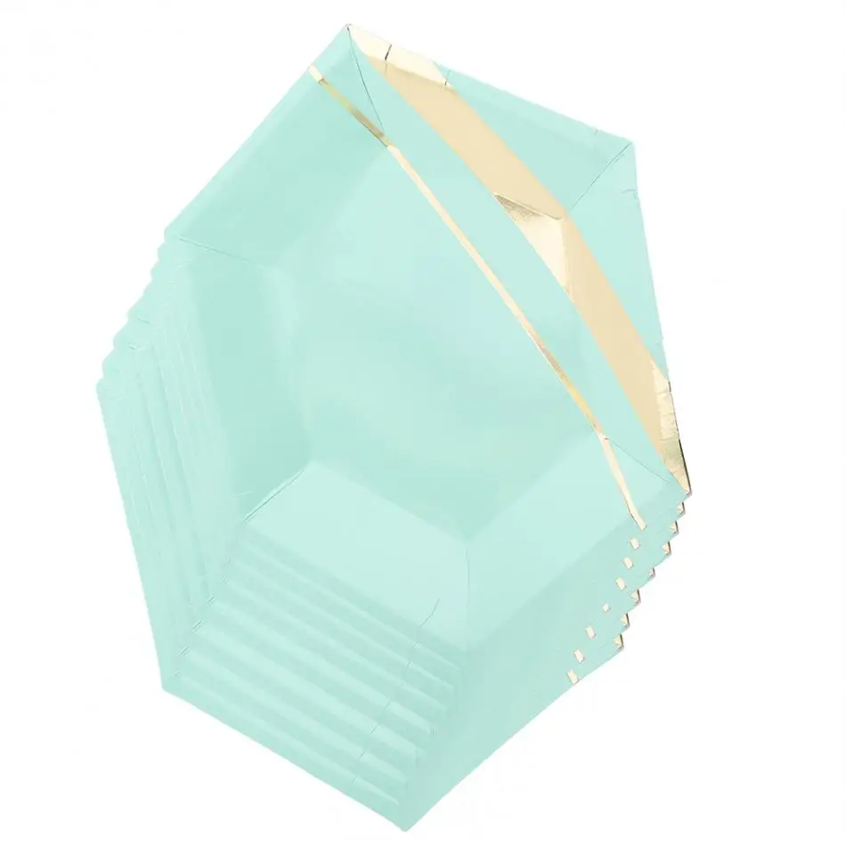 

Gold Mint Green Party Paper Plates Cups Disposable Baby Shower Tableware Supplies