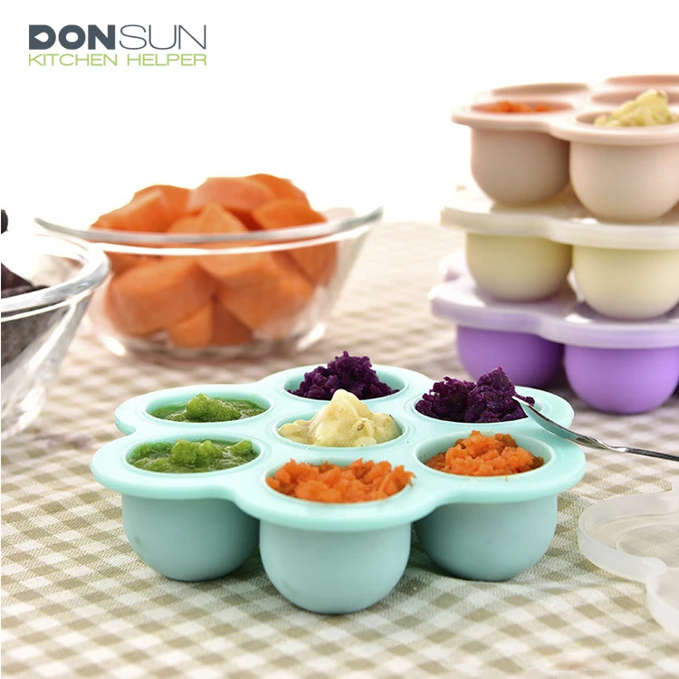 

Multi-function Silicone Baby Food Storage Containers with lids, Customized color
