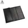 Custom Logo Basic Black Leather Checkbook Holder With Multiple Card Slot
