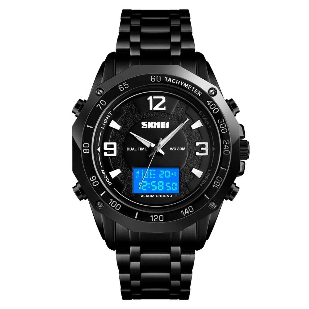 

Skmei new trendy sport metal watch 2019 luxury stainless watches men chrono wr 30m, Balck and silver