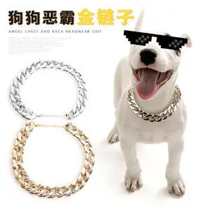 Image of Strong Silver Gold Stainless Steel Slip Training Choke Large Pitbull Bulldog dog chain collar