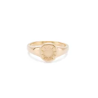 

925 silver jewelry 18K plated dainty signet sun circular ring