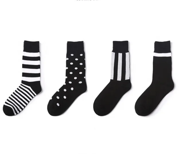 

Men's socks cotton anti slip business socks black white striped socks, Picture shown
