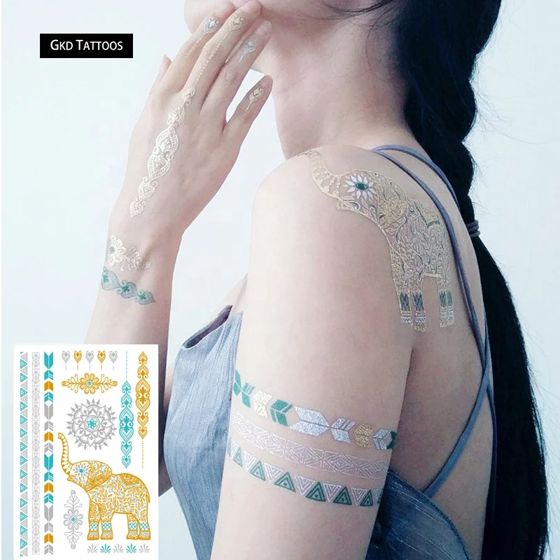 

OEM Custom Temporary Metallic Sticker Flash Tattoo For Party