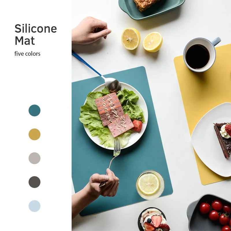 

Multi Colors Silicone Waterproof Plastic Placemat Table Mat Heat Insulation Anti-skidding Washable DurableFor Kitchen, Colourful