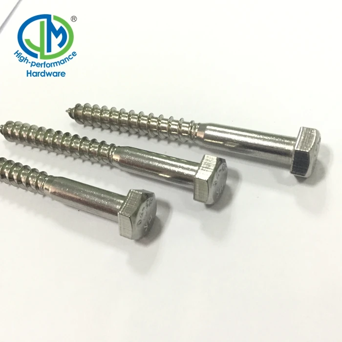 
DIN571 And Inch ASME B18.6.1 Lag Hex Head Stainless Steel Wood Screw 