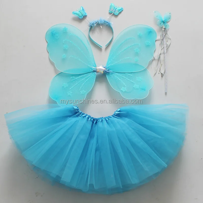 

Wholesale and retail 3-8 years old girls professional ballet tutu with glitter butterfly wings set, 21 colors