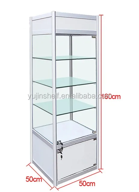 Electric Products Display Vitrine Cabinet Modern Tower Glass