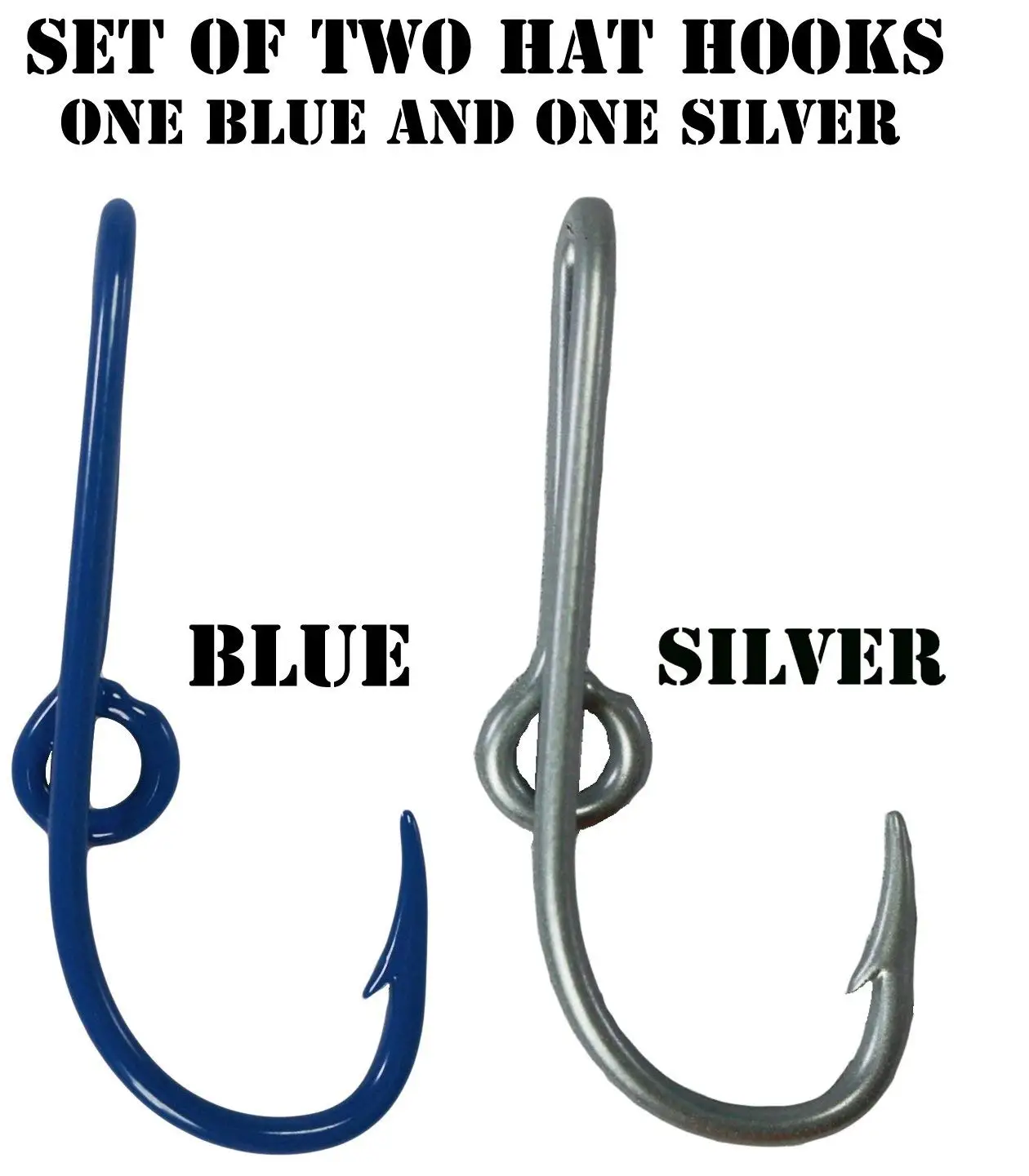 Custom Colored Eagle Claw Hat Fish Hooks for Cap -Set of Two Hat pins- One Blue and One Silver Hat Hook Money/Tie Clasp