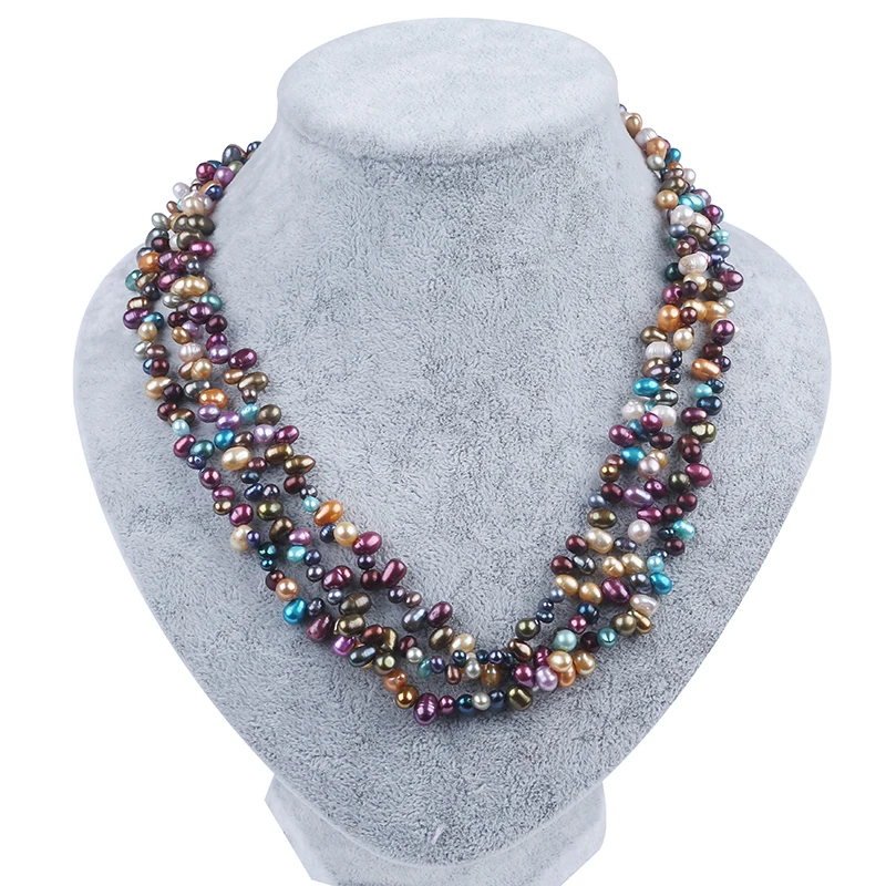 

Colorful potato freshwater pearl beads necklace multi color