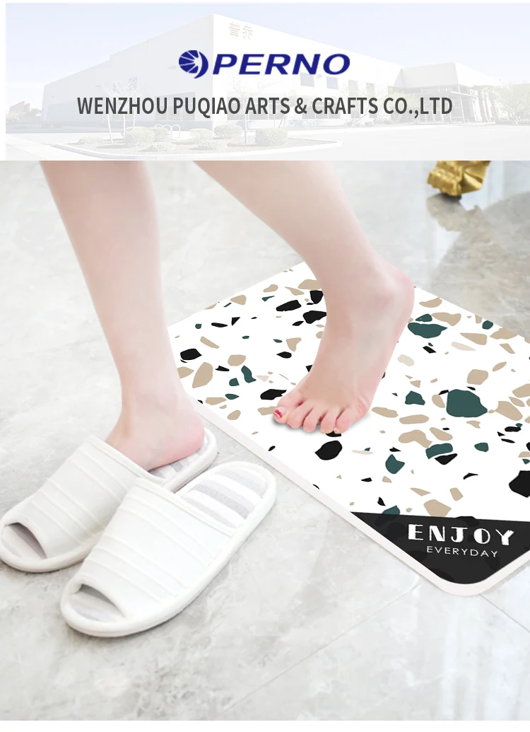 Non Slip Waterproof Diatomite Bath Mat Marble Design Bath Mat