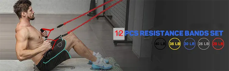 Wholesale high resistance band work out 11 pcs resistance bands set with fabric covered for gym fitness