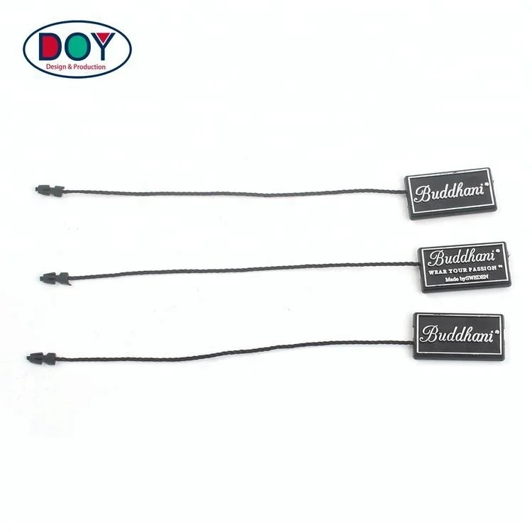
High Quality Custom Own Brand Embossed Logo Plastic Hang Labels Seal Watch Tag with Nylon String 