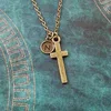 small bronze cross charm easter pendant necklace