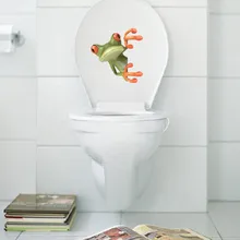 Crazy DIY Frog Toilet Sticker Paste Smile Furniture Decorative Bathroom Wall Stickers 3D Personality Thermal Grease Home Decor