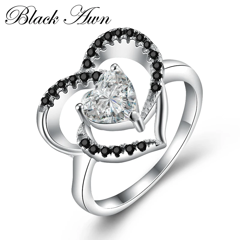 

[BLACK AWN] 925 Sterling Silver Jewelry Vintage Wedding Rings for Women Femme Bijoux Bague C364