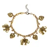 Retro Carved Elephant Strand Bracelets Charms Link Chain anklet For Gift